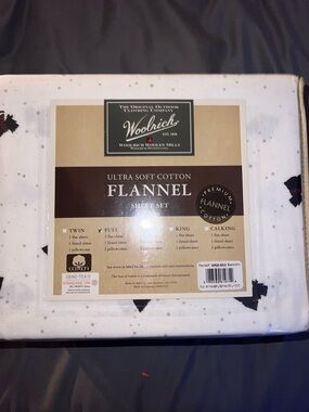 Woolrich Ultra Soft Cotton Flannel Sheet Set - White with Scotty Dogs